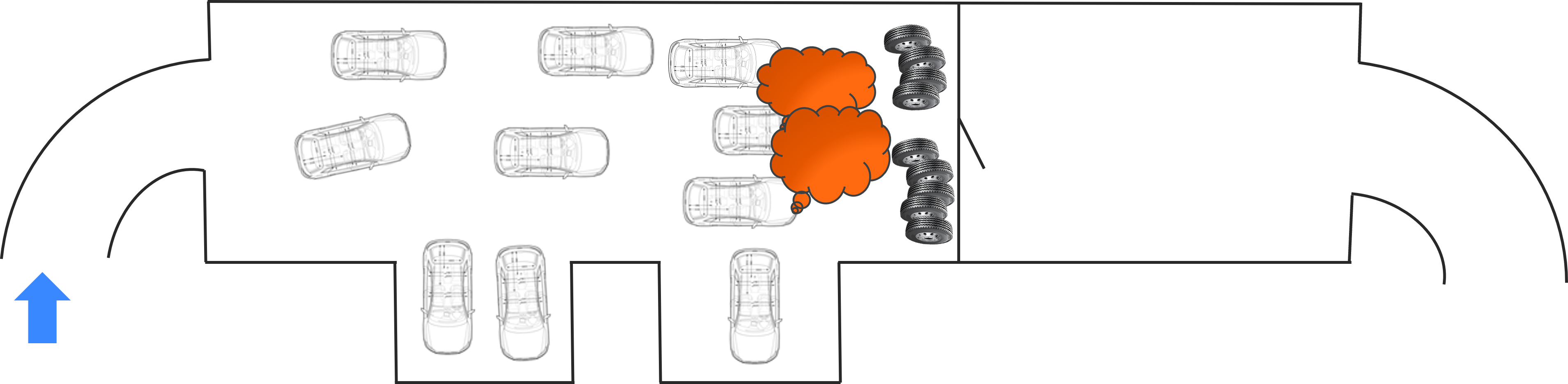 A corresponding floor plan to show where the entry point was in relation to the initial fire.