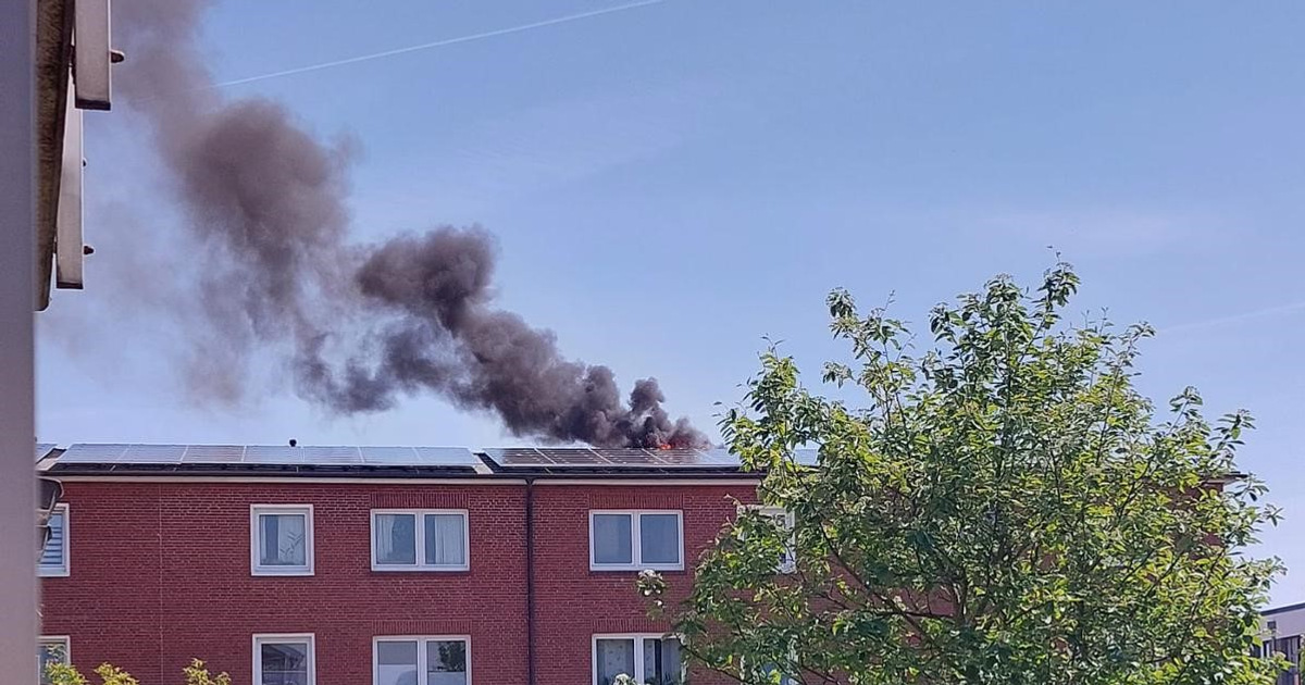 Fire in solar panel on roof top