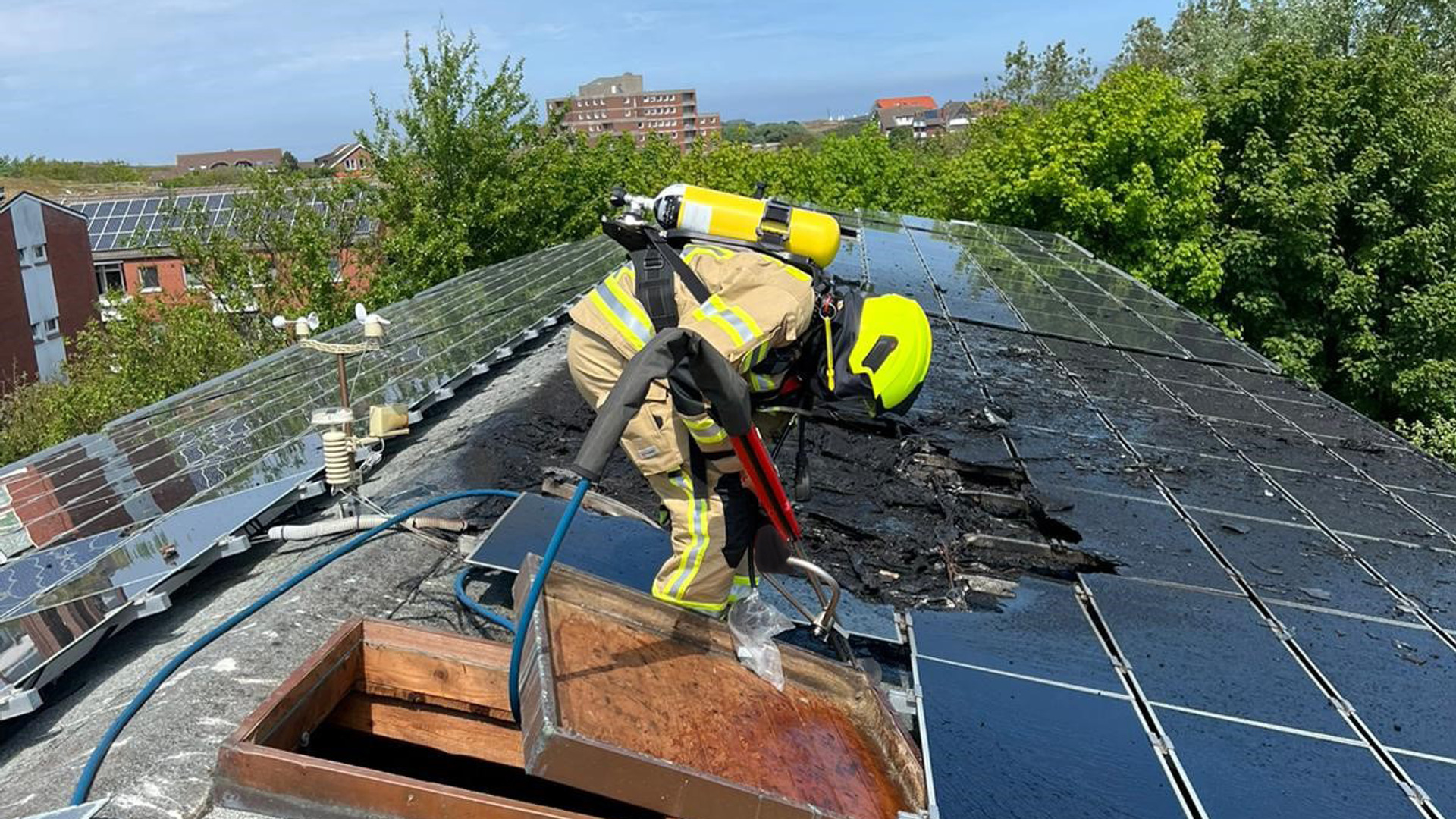 Fire in solar panel